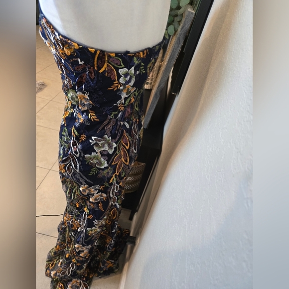 Rene Ruiz Collection Vtg Strapless Sequined Embroidered Mermaid Gown Size 4 - Picture 7 of 9